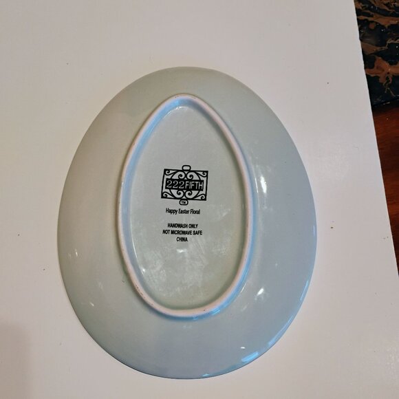 222 Fifth Happy Easter Floral Pattern Oval Plates Set Of 4 Egg Multicolor - Picture 2 of 2